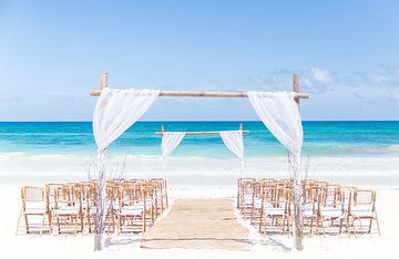 Tulum beach wedding arbor